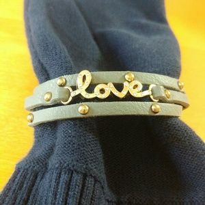 Gray LOVE embellished fashion bracelet